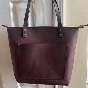 Portland Leather Goods Medium Zip Tote Merlot